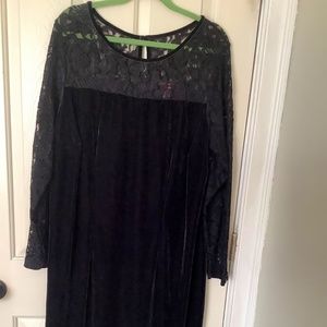 VTG JESSICA LONDON Woman Size 18 Special Event Black Velour Lace Midi Dress